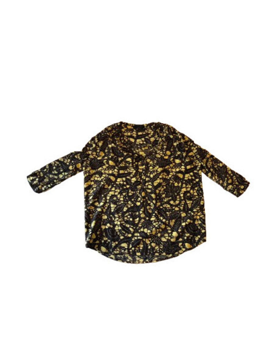 Thakoon Yellow and Black Floral Print Blouse Women's Size 6